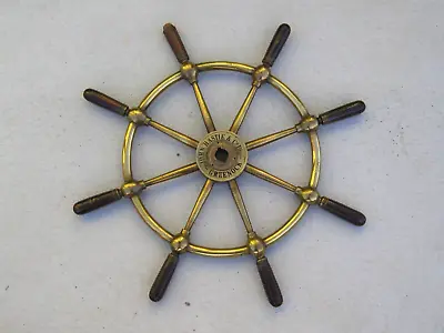 Antique John Hastie & Co. Ltd. Brass & Wood Ship Boat Wheel Greenock Scotland • $600