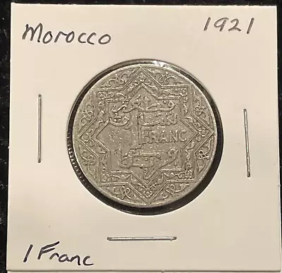 1921 | Morocco Morrocan Empire - Yusuf | 1 Franc | Circulated | Nice Coin • $4.85