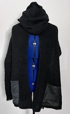 $20 • Buy Steve Madden Cowl Neck Shawl Pocket Scarf Black Knit One Size