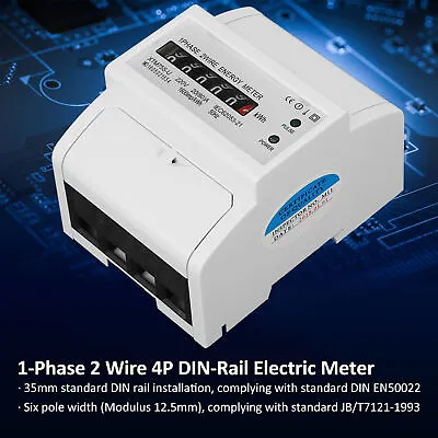 (80) A)1Phase Electric Meter 2 Wire KWh Meter DIN-Rail Electric Meter 4P • $27.16