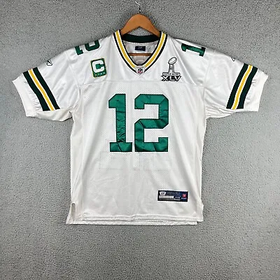 Reebok Mens Sz 48 Jersey Green Bay Packers Aaron Rodgers Super Bowl XLV Captain • $34.99