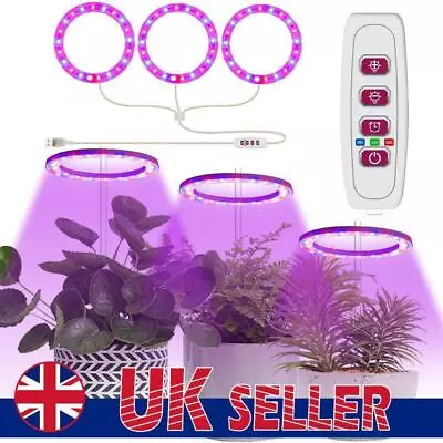 £6.71 • Buy LED Plant Grow Ring Light Full Spectrum 1-4 Rings Hydroponics USB Lamp Dimmable