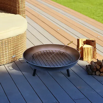 EXTRA LARGE Fire Pit Round Garden Camping Patio Heater BBQ Log Coal Burner 84cm • £29.99