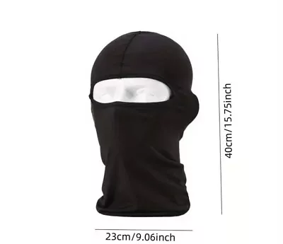 Balaclava Full Face Mask Unisex Male Women Cycling Ski Winter Neck Black Snood • £2.29