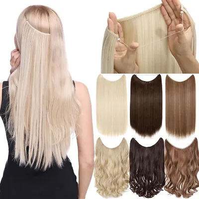 100% Natural Wire In Hair Extensions Invisible Wire One Piece Long Wavy As Human • £14.50