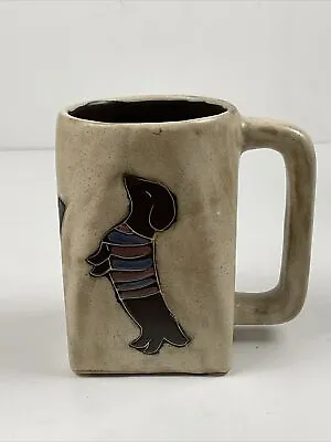 Mara Mexico Coffee Mug Art Pottery Stoneware Wolf Coyote Wiener Dog 4.5  • $26.99