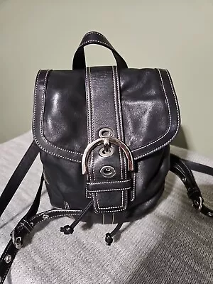 VTG Coach Thick Black Leather Back Pack Purse Legacy Soho H05S-3559 11X12 Clean • $85