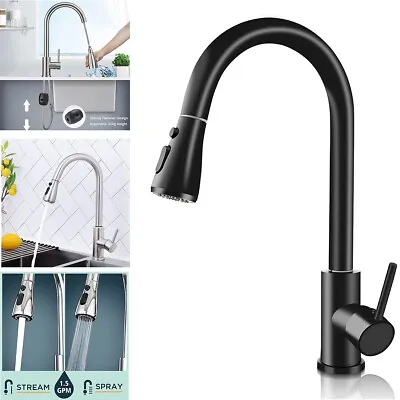 Kitchen Sink Taps 360° Faucet Single Lever Pull Out 2 Modes Spray Mixer Taps • £13.99