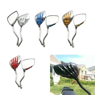 5 Colors Universal Skeleton Skull Hand Claw Motorcycle Rear View Mirrors 8MM10MM • $28.56