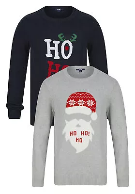 Mens Christmas Ho Ho Ho Santa Xmas Festive Holiday Jumper Sweater • £12.95