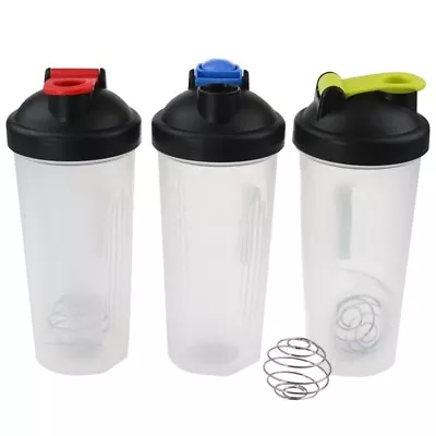 3x Protein Shaker 600ml Supplement Drink Blender Mixer Bottle Steel Ball • $25.70