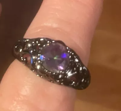 Blackened  S925 Silver Mystic Topaz Ring Size 8 3/4 • $30