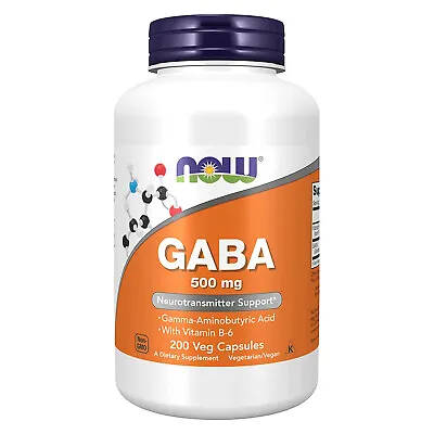 NOW FOODS GABA 500 Mg + B-6 - 200 Veg Capsules • $15.39