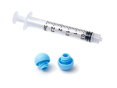 3ml LOCK Luer Syringes With Caps - 50 White Syringes 50 BLUE Caps (No Needles) • $21.59