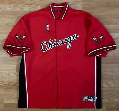 VTG Nike 1984 03' 20 Anniversary Chicago Bulls Warm Up Jacket Red Black XL 2XL • $119.99