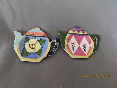 Ceramic Floral Tea Bag/spoon Holders Hand Painted - Milson & Louis • $18