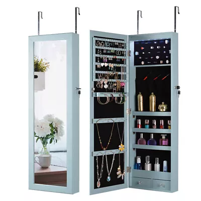 Lighted Mirror Jewelry Storage Cabinet Organizer Full-Length Mirror Wall Mounted • $115.99