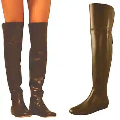 Vera Wang Lavender Label Larissa Over-the-Knee Brown Leather Boots Sz 6.5 • $135