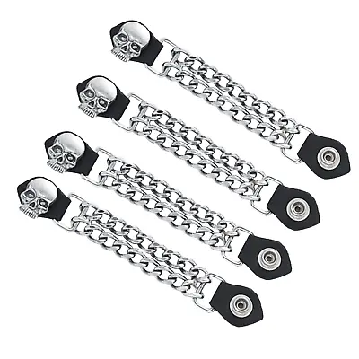 Skull Motorcycle Vest Extenders For Men Biker Double Chrome Chains • $22.95