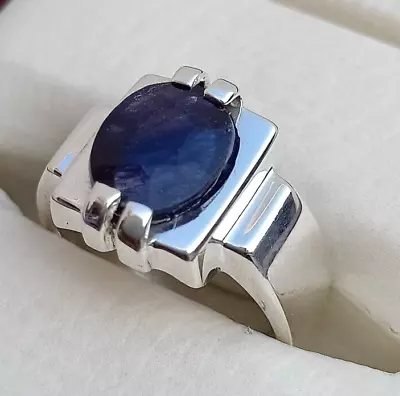 Natural Blue Sapphire Ring 925 Sterling Silver Handmade Men's Ring Men's Jewelry • $68