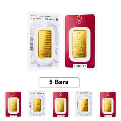 Lot Of 5 - 1 Oz Austrian Mint Gold Bar .9999 Fine (In Assay) • $12311.75