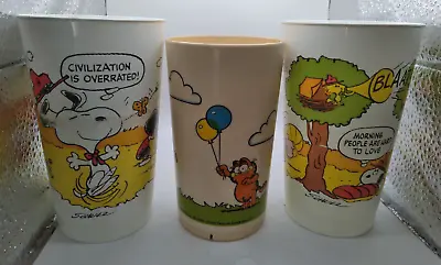 Vintage 1978 Jim Davis Garfield Deka Plastics Cup Tumbler Balloons Peanuts Lot • $10.99