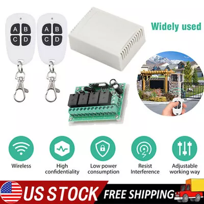 433MHZ 4CH Channel Wireless Transmitter Remote Control Switch Receiver Switch • $15.15