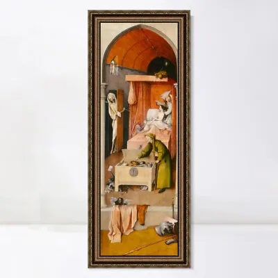 Framed Canvas Art Giclee Print Death And The Miser By Hieronymus Bosch 16 X36   • $86.99