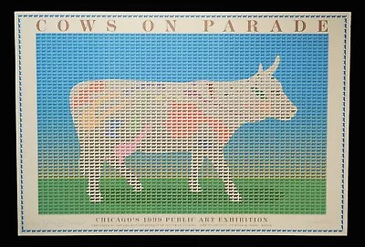 Milton Glaser Hand Signed Poster  Cows On Parade  Chicago 1999 • $245