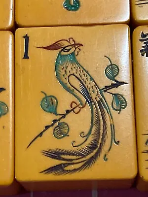 HAND CARVED PHOENIX MAH JONGG TILE Set Ready For Play 02/07/2024 • $400