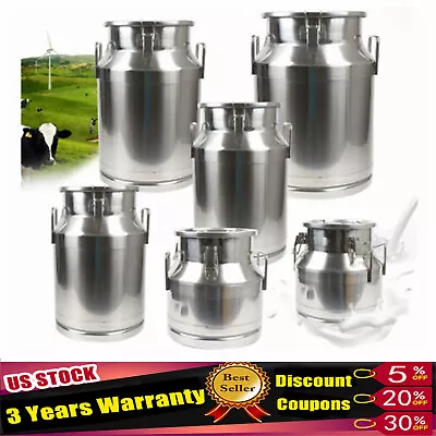 12-60L Stainless Steel Milk Can Wine Pail Bucket Oil Milk Tote Jug With Seal Lid • $82.65