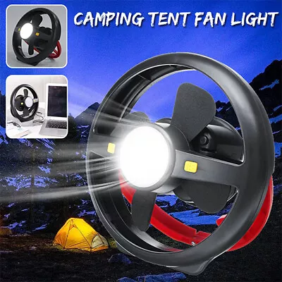 $33.46 • Buy Rechargeable LED Light Tent Camping Fan Hanging Hook Portable Lamp Torch