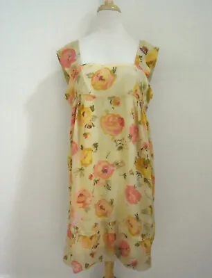 MARRIKA NAKK Floral Print Georgette Dress M L Empire Waist Bubble Hem • $54