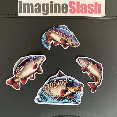 Mirror Carp Fishing Stickers Waterproof  Pack Of  4 Unique Stickers Of Hq Art • £3.90