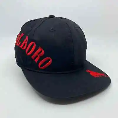 Vintage Marlboro Snapback Hat Black Red Side Spell Out Bronco Cowboy • $19.99