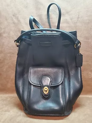 Vintage Coach 9992 Black Leather Sling Backpack • $254.95