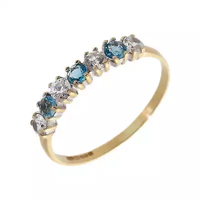 Pre-Owned 9ct Gold Blue Topaz & Cubic Zirconia Eternity Ring Size: N½ 9ct Gol... • £83.35