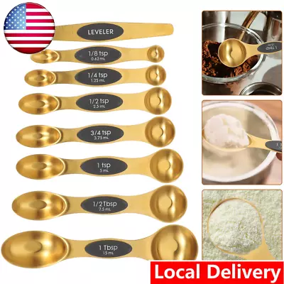 Magnetic Measuring Spoons Set Stainless Steel With LevelerDual Sided 8 PACKS • $18.39