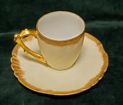 Vintage Limoges Demitasse Gold Cup & Saucer Signed By Artist Dated 1893 - Rare • $7.50