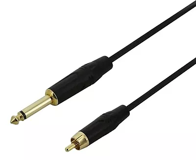 1 RCA Male To 6.35mm 1/4 Mono Male Cable Gold-Plated Audio Cord 1m • $6.99