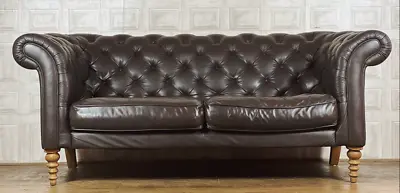 SOFA.COM Dark Brown Leather Chesterfield Sofa 2-3 Seater #14 *FREE DELIVERY* • £695