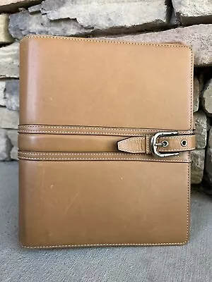 Franklin Covey Planner 1.5” Rings Tan Top Grain Leather 8x9” Buckle Classic EUC • $110