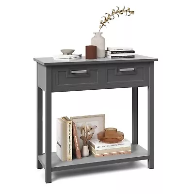 Modern Console Table 2 Drawer W/Shelf Dressing Table Hallway Hall Desk Furniture • £69.95