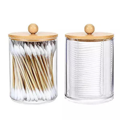 Q Tip Holder 2 Pack Bathroom Jars With Lids Set Cotton Pads Holder Bathroom  • $13.35