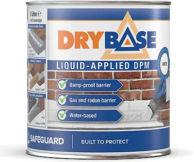 Drybase Liquid Damp Proof Membrane 1 Litre White - Damp Proofing Paint For & • £28.26