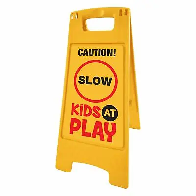 $26.97 • Buy Caution! Slow, Kids At Play | High Yellow Double Sided Street Safety Sign