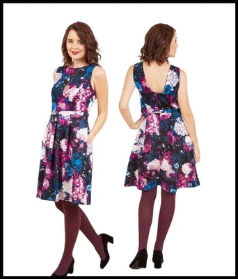$34.95 • Buy ADRIANNA PAPELL Floral Fit & Flare A-Line Dress Wedding Cocktail Party Size 18