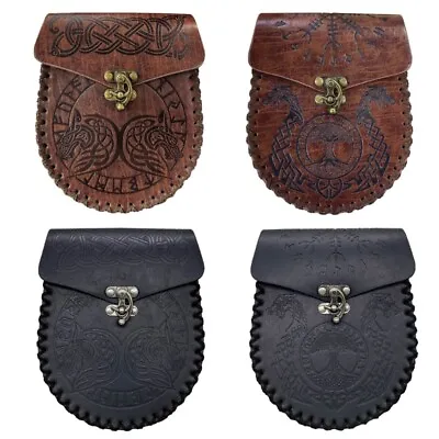 Leather Medieval Waist Pack Vintage Handwork Belt Pouch Bag Waist Bag Belt Pouch • £13.22