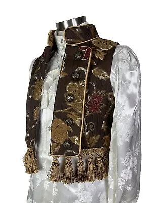 Shrine Steampunk Gothic Gypsy Brown Floral Vampire Matador Toreador Paisley Vest • $109.99