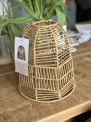 Simple Retro Wicker Rattan Ceiling Pendant Light Shade Natural Beige. BNWT • £12